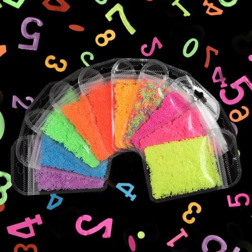 Fluorescence Numbers Sequins Glitter Nail Decorations Mixed Neon Numbers Glitter Flakes Slices Nail Art Manicure Accessories