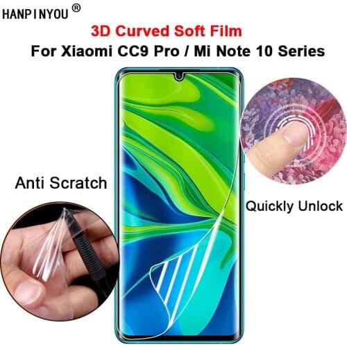 For Xiaomi Note 10 Pro / Mi CC9 Pro 3D Curved Clear Soft PET Full Cover Film Quickly Unlock Screen Protector -Not Tempered Glass