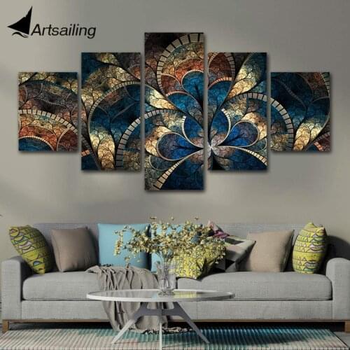 Modular Pictures 5 panels Decorative abstract Flower Poster Wall Art Modular Paintings For Living Room Canvas Painting artwork