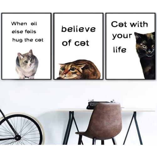 Cartoon Animals Cat Art Canvas posters on Wall Minimalist Painting Kindergarten Pictures Children Bedroom Decoration Prints