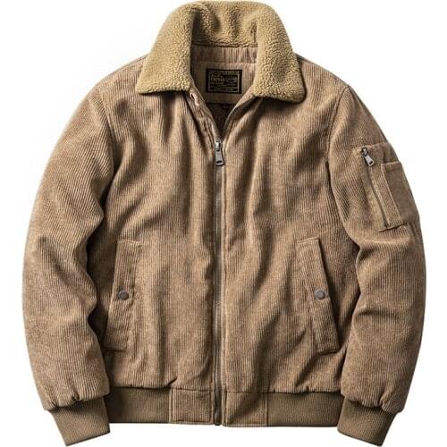 Corduroy Winter Bomber Jacket Men Military Windbreaker Thicken Warm Mens Pilot Jackets Outdoor Coats Male Chaqueta Hombre M-5XL