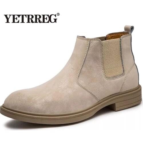Brand Mens Boots Genuine Leather Winter Boots Outdoor Non-slip Chelsea Boots Warm Plush Snow Boots Pointed Toe Men Ankle Boots