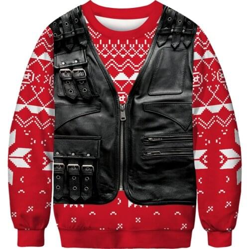 Mens and Womens Christmas Sweater Digital 3D Print Christmas Round Neck Long Sleeve Loose Sweater Ugly Funny Christmas Sweater