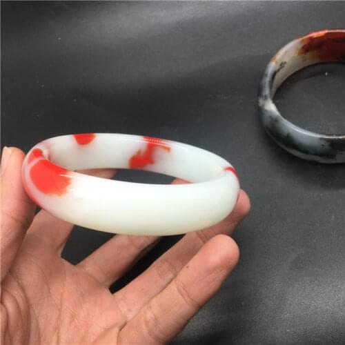 Natural Colorful Jade Hand-carved Wide Band Bracelet Fashion Boutique Jewelry Men and Women Chicken Blood Red Bracelet