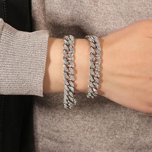 2021 New Fashion Trend Cuban Chain Bracelet Black Golden Colours Mens Bracelet 18-21CM Hip-hop Bracelet Jewelry Wholesale
