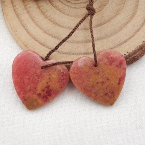 New arrival Jewelry accessories, Birthday gift,Natural Rhodonite Carved Leaf Earring Beads 35x9x4mm，5.5g
