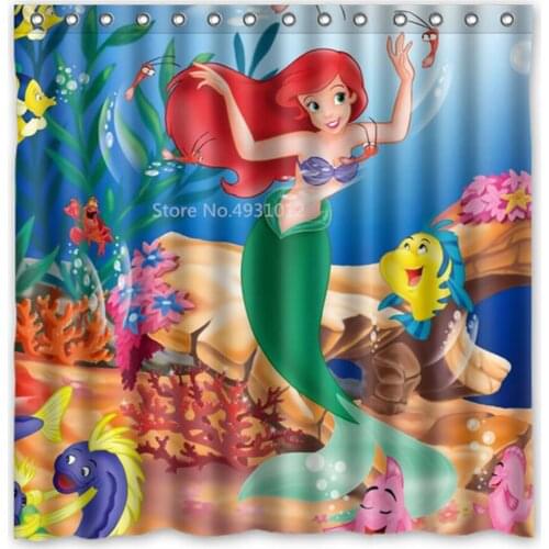 Popular The Little Mermaid Shower Curtains Movies Symbol Waterproof Polyester Fabric Bathroom Curtains For Bathtub Decor