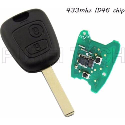 2 Button Car Complete Remote Control key for Peugeot 307 with electronic board 433mhz ID46 chip
