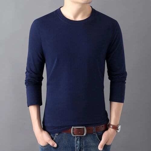 Size S-6Xl 2021 New Mens Long Sleeve Cotton T-Shirt Male Autumn O-Neck Slim Fit Solid Color T Shirts Tops Plus
