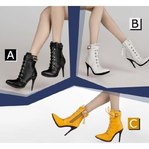 1/6 TCT-003 High-heeled Boots Medium Tube Womens Boots fit 12-inch Female Action Figure in Stock