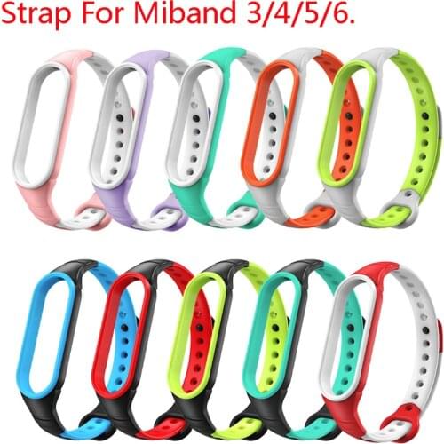 Silicone Strap for Xiaomi Mi Band 6 5 4 3 Porous Anti-sweat Double-color Bracelet Sport Breathable Wrist Strap For Miband 4 5 6