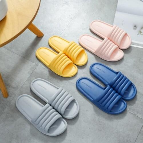 Summer Women Indoor Slippers EVA Floor Flat Shoes Non-Slip Bathroom Home Men Flip Flops Ultralight Solid Color Couples Slides