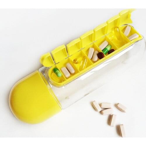 Sports Plastic Water Bottle Combine Daily Pill Boxes Organizer Drinking Bottles Leak-Proof Bottle Tumbler Outdoor