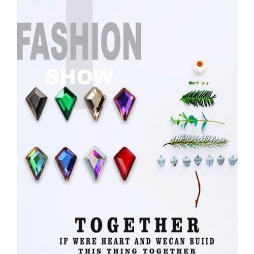 Small arrow Shape Nail Art Rhinestone 20pcs/lot 5.5x8.5mm Flatback Colorful Stones For 3D Nail Decoration