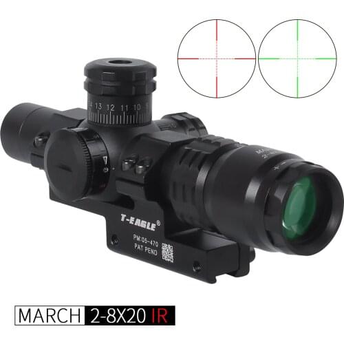 Tactische Rifle scope Spotting Voor Rifle Jacht Optische Collimator Korte Airsoft Sight Rood Groen Richtkruis Maart 2-8X20IR