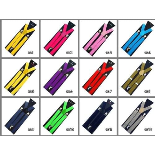 Skinny Braces Suspenders Mens Ladies Neon Plain Adjust Colourful Clip-on Y-back