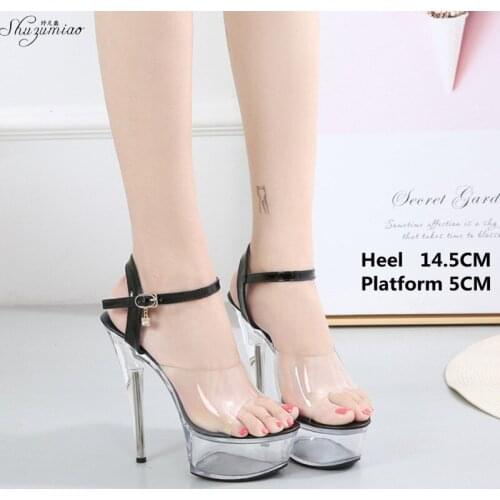 Sexy Show Pole Dance Shoes 15cm Super High Heel Sandals Stripper Bar Nightclub Model Party Club Thin Heel Crystal Womens Shoes