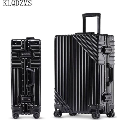 KLQDZMS 20/24/26/29inch RetroABS+PC aluminum fram rolling luggage trolley Luggage travel Suitcase Universal wheel