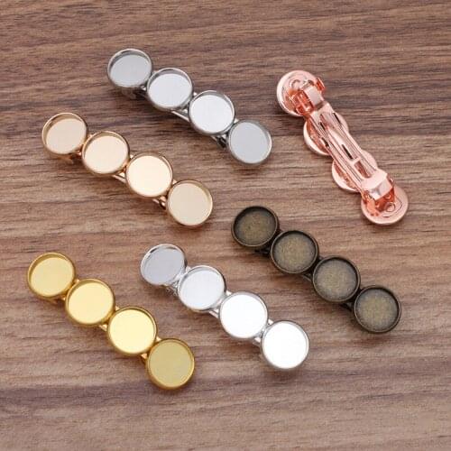 10 PCS 12mm Round Cabochon Base Hairpin Spring Clip Copper Material Hair Clips Base Setting For Jewelry Making