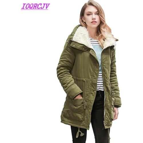 Cotton coat womens 2018 Autumn Winter lambswool parkas Plus size jacket female Flocking Thick warm parkas slim tops IOQRCJV H549