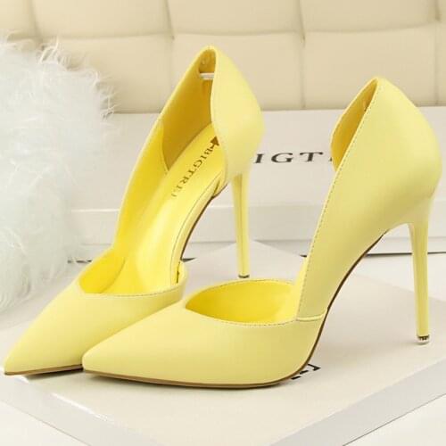 2021 Women 10.5cm High Heels Office Stiletto Burgundy Purple Pumps Lady Elegant Wedding Bridal Scarpins Yellow Red Dress Shoes