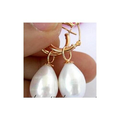 16mm white freshwater pearl earring Lovely Fine Nobility Ladys Womens Earrings