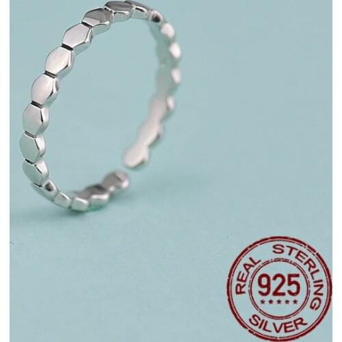 INEFFA 925 Sterling Silver Ring Hexagon Shape Party Open Ring For Women Wedding Rings Original Fine Jewelry Hot Sale 2021