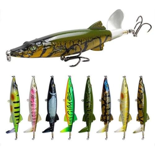 1pcs 13cm 16g With Propeller Topwater Fishing Lure Artificial Bait Hard Plopper Soft Rotating Tail Fishing Tackle Geer