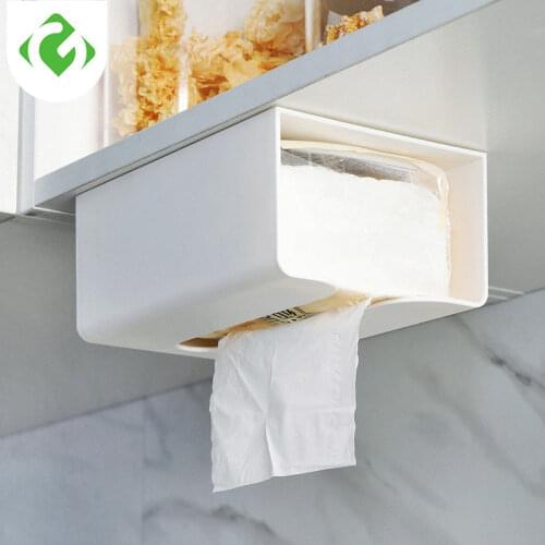 Modern simple wind 1Pc punch-free tissue box toilet paper holder wall hanging napkin storage box counter-type tissue box
