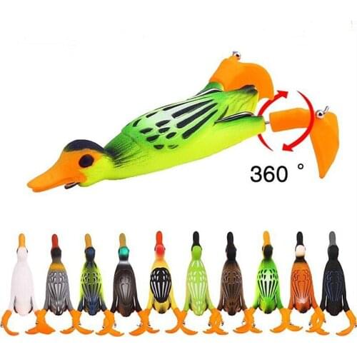 1 PCS Propeller flipper duck Fishing Lure Ducking Fishing Frog Lure 9.5cm 11.2gArtificial Bait Duckling 3D Eyes Day Baits Bass