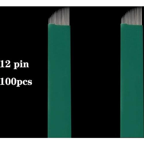 100Pcs/lot 0.18mm 12 pin microblading needles blades Lamina Agulha Sobrancelha Tebori Microblading 12 Pontas Flex brow tatoo