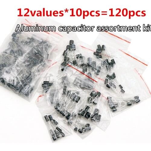 12values x10pcs=120pcs 0.22UF-470UF 1uf~470uf 4x7mm 5*7 Aluminum Electrolytic capacitor assortment kit 1UF 2.2UF 3.3UF 4.7UF