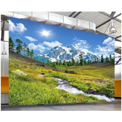 3d wallpaper custom photo snow mountain plateau landscape painting stream water home decor living room wallpaper for walls 3 d