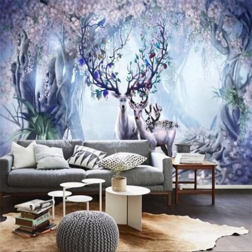 Beibehang Papel de parede custom European elixir retro elk wallpaper TV background wallpaper personalized 3d wallpaper murals