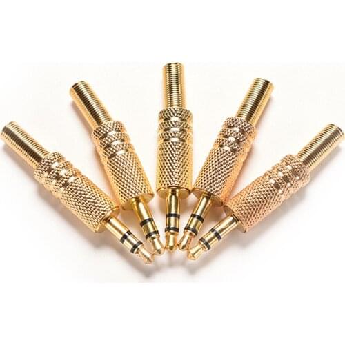 5pcs 3.5mm Stereo Audio Jack Plug Mini 1 / 8Inch Jack Plug Headphone Male Plug Coax Cable Audio Adapter Connector Soldering