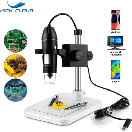 50X to1600X Digital Microscope USB Electronic Endoscope Zoom Camera Magnifier 8 LED With Aluminum Lift Stand for Android IOS PC