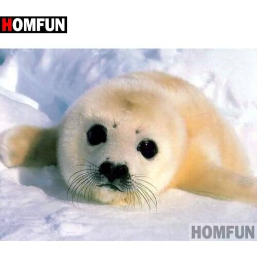 HOMFUN 5D Diamond Painting Full Drill Diamond Embroidery "Animal seal" Picture Of Rhinestone Handmade Home Decor A26145