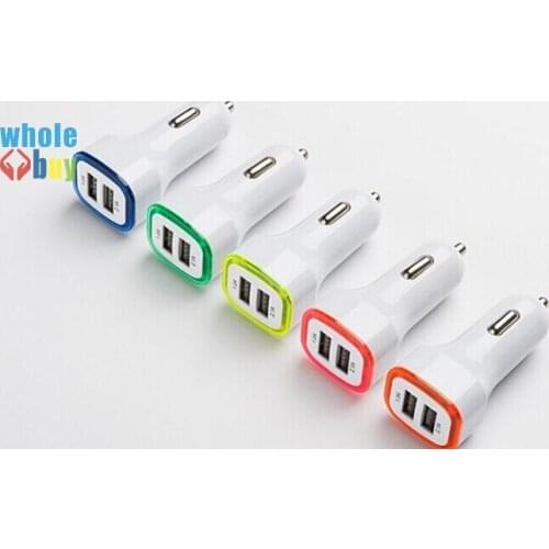Double Usb Car Charger 2.1 A Square Rockets LED Light-Emitting Car Charger Send Ring Double Usb Car Charger 200pcs/lot