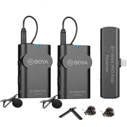 BOYA BY-WM4 Pro K4 Lighting Wireless Microphone for iPhone 12 11 Pro Max Xs Xr 8 7 SE2 iPad iPod Touch IOS Devices Instagram