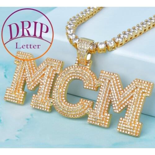 Bubble Letters Custom Name Pendant Cubic Zircon Necklaces Gold Color Plated For Men Women Hip Hop Rock Jewelry