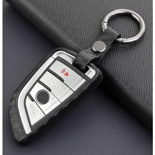 Carbon Fiber Look Car Key Case Cover Fob Accessories For BMW 5 6 7 Series GT M5 X1 X3 X5 X6 F45 G30 G32 G11 F90 F48 G01 F15 F16