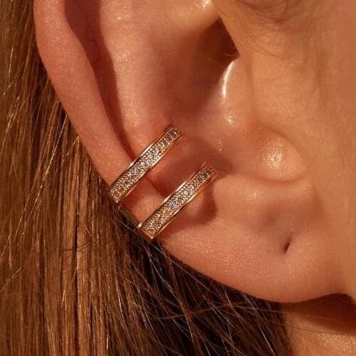 Zircon Crystal Clip Earrings For Women Earing Without Hole Jewelry Fake Earrings Single Ear Clip Earings Kolczyki Pendientes A48