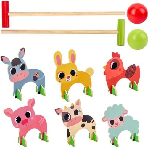 Baby Croquet Golf Set Wooden Toys Fine Motor Training Physical Coordination Sports Exercise Toy Parent-Child Interactive Games