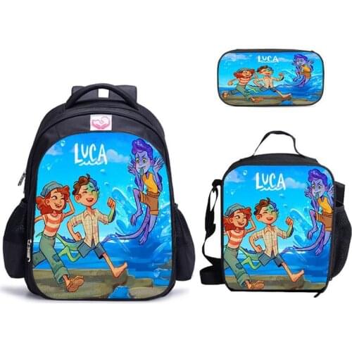 Luca Disney Cartoon Anime Figures Children Cosplay Backpack Luch Bag Stationery Bags Pencil Boxs Birthday Gift for Kids Toy