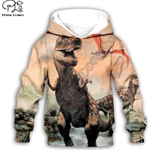 Kids Baby Boy Girl Toddlers anime dinosaur print 3d Hoodies Cartoon Tracksuit Children wear Set Cute Sweatshirts -6
