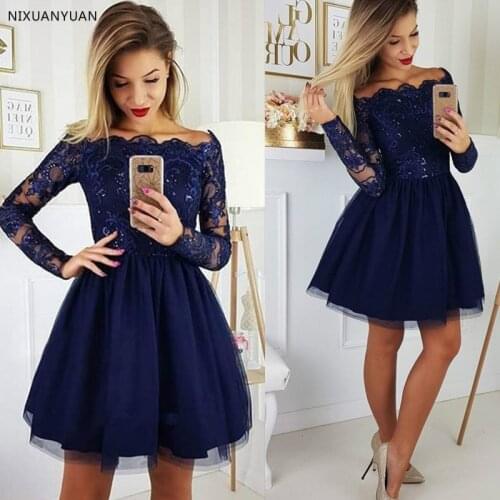 Elegant Boat Neck Off The Shoulder Prom Dress with Beads Lace Applique Zipper Back Knee-Length Cocktail Dress Family Part Dress
