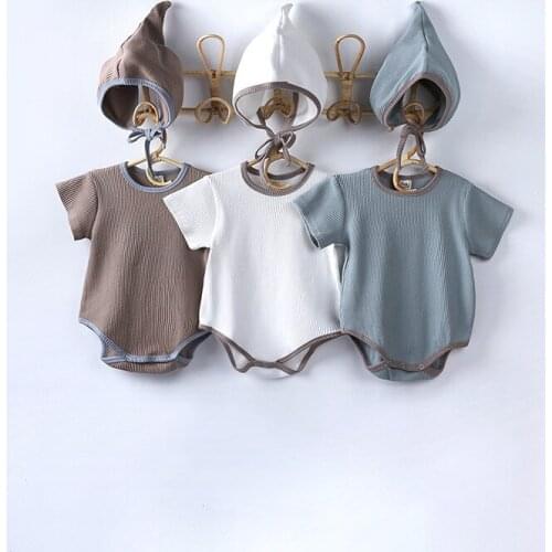 Cotton Baby Summer Girls Bodysuit Infant Boys Rompers with Cap Childrens Clothing Newborn Bodysuits jumpsuit Clothes