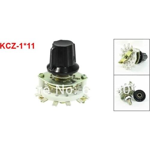KCZ-1*11 1 Pole 11 Position Throw 1P11T TV Radio Band Channel Selector Ceramic Rotary Switch w Plastic Knob Handle
