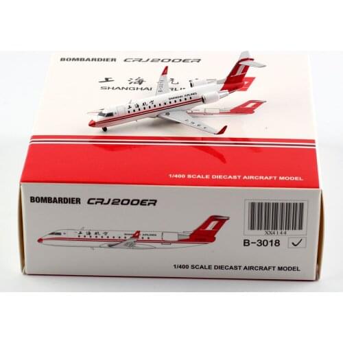 1:400 Alloy Collectible Plane JC Wings XX4144 Shanghai Airlines Bombardier CRJ-200ER Diecast Aircraft Model B-3018 With Stand