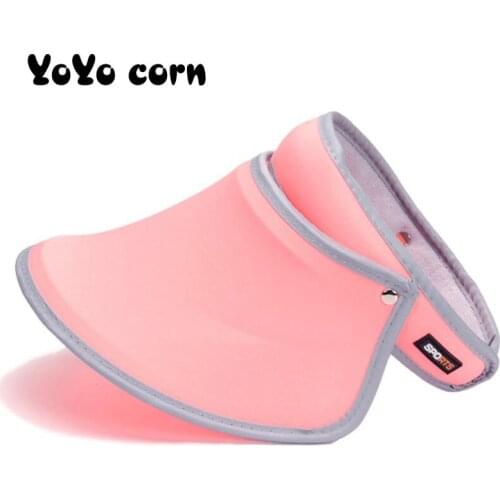 Anti-UV Summer Women Men Sun Hats Transparent Color Empty Top Plastic PVC Sunscreen Hat Visor Caps Bicycle Sunshade Sports Cap